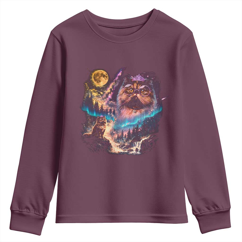 Princess Cat Howling at Moon 90's Nature Gift Youth Sweatshirt