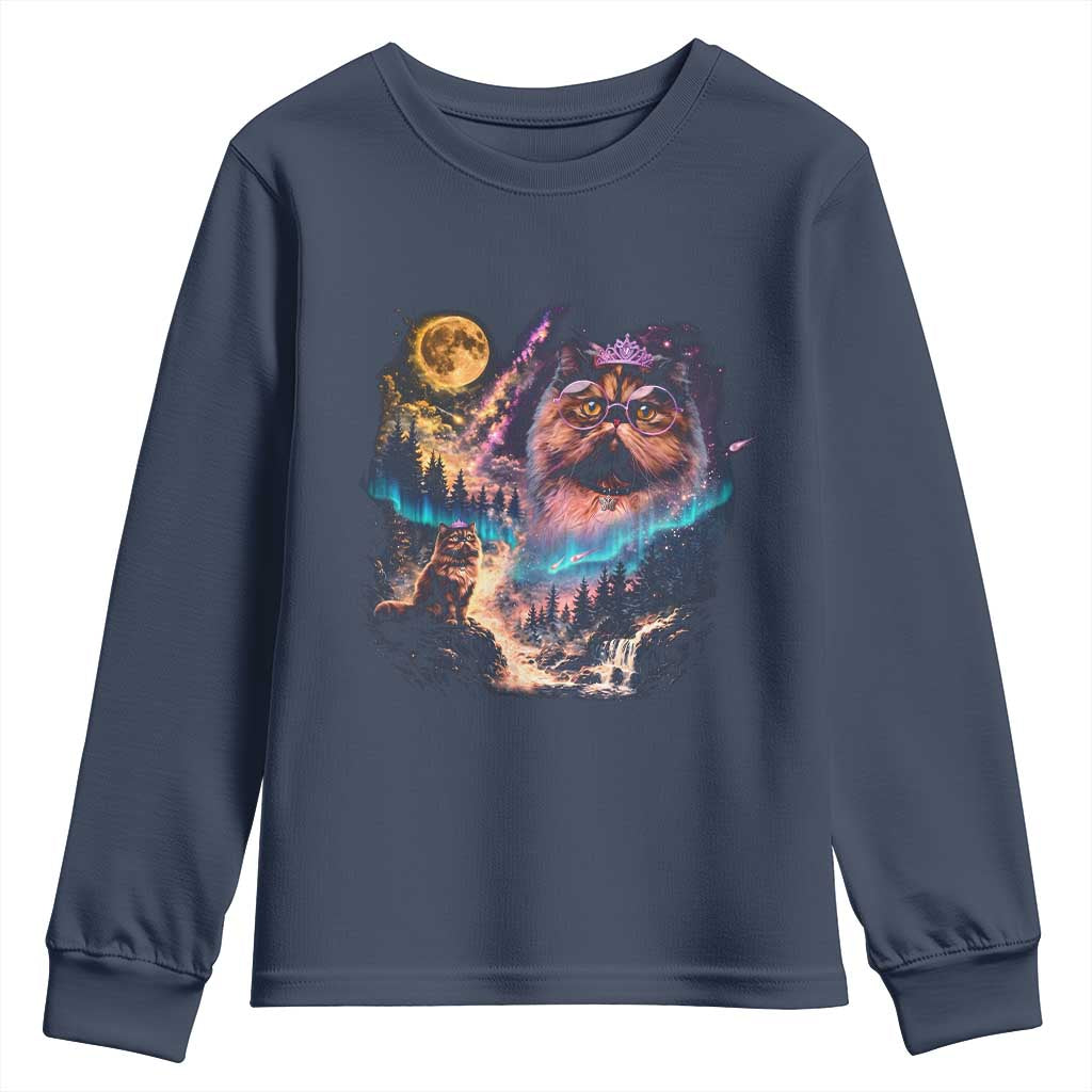 Princess Cat Howling at Moon 90's Nature Gift Youth Sweatshirt