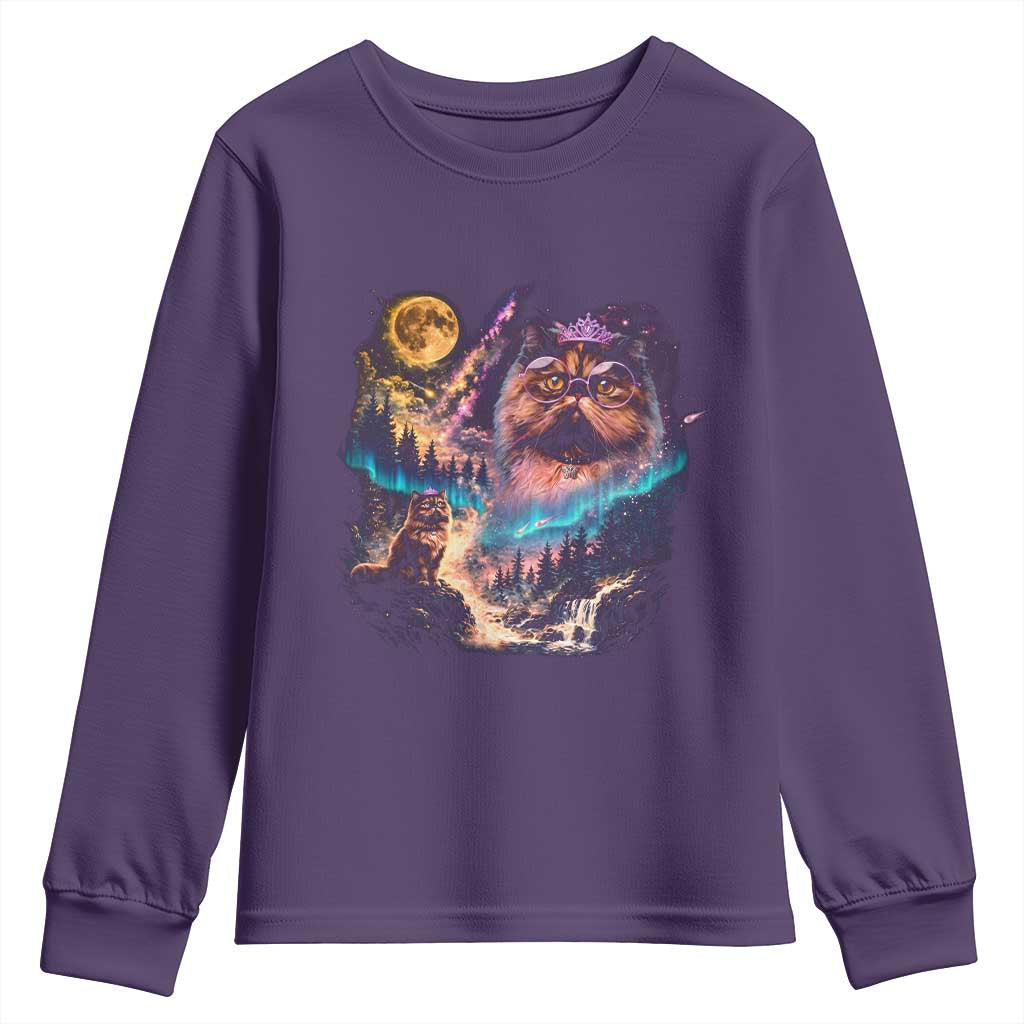 Princess Cat Howling at Moon 90's Nature Gift Youth Sweatshirt
