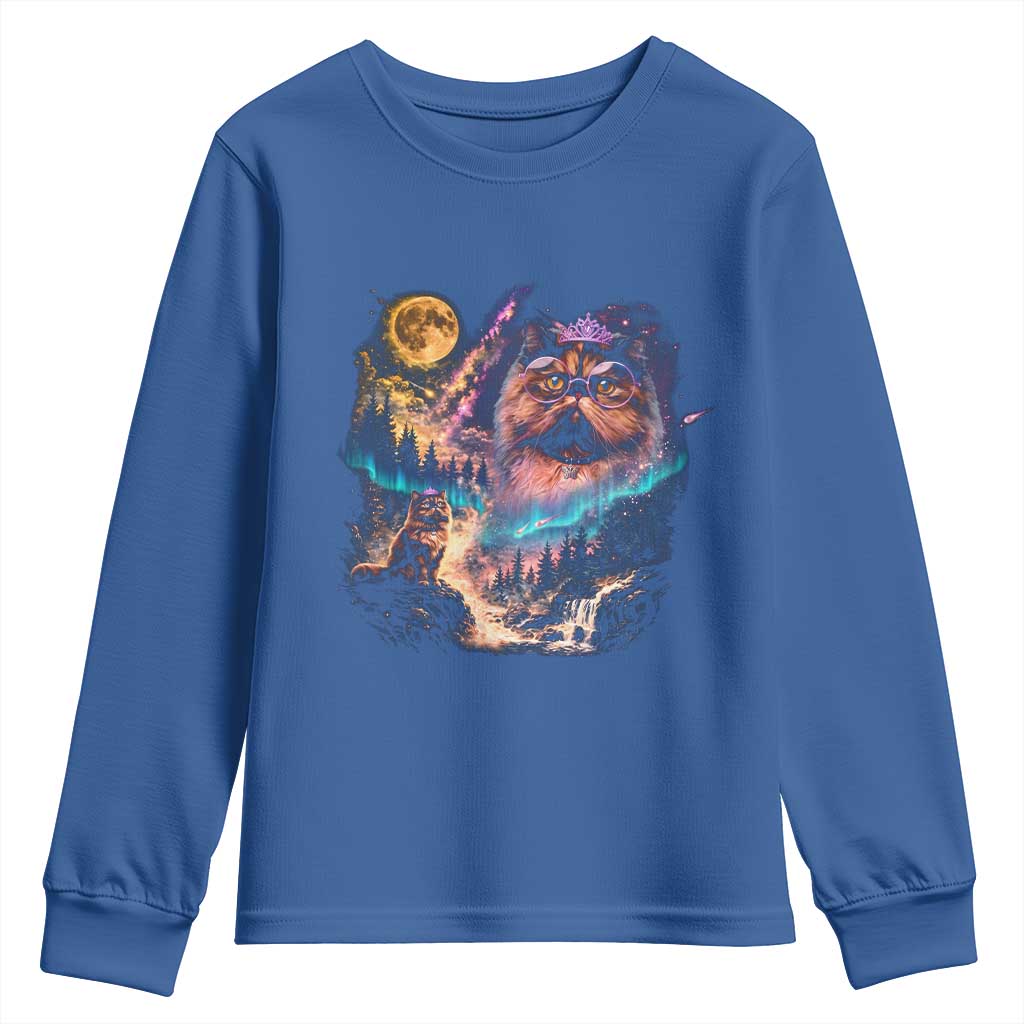 Princess Cat Howling at Moon 90's Nature Gift Youth Sweatshirt