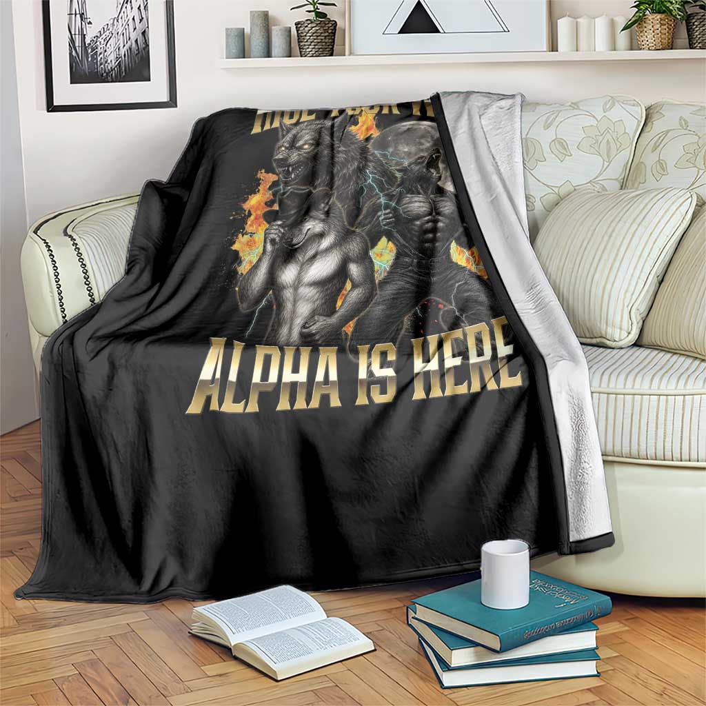 Hide Your Wife The Alpha is Here Throw Blanket Cringe Werewolf Alpha Meme Humor TS14 Print Your Wear