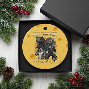 Hide Your Wife The Alpha is Here Ceramic Ornament Cringe Werewolf Alpha Meme Humor TS14 1pc Yellow Cheese Print Your Wear