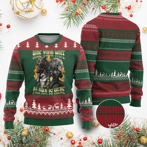 Hide Your Wife The Alpha is Here Ugly Christmas Sweater Cringe Werewolf Alpha Meme Humor TS14 Red Green Print Your Wear