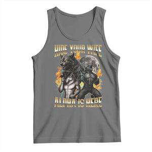 Hide Your Wife The Alpha is Here Tank Top Cringe Werewolf Alpha Meme Humor TS14 Black Heather Print Your Wear