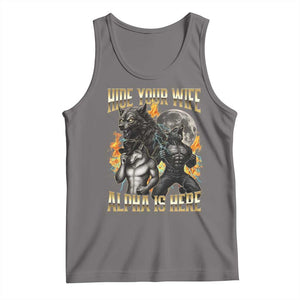 Hide Your Wife The Alpha is Here Tank Top Cringe Werewolf Alpha Meme Humor TS14 Deep Heather Print Your Wear