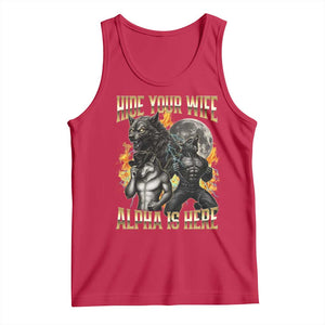Hide Your Wife The Alpha is Here Tank Top Cringe Werewolf Alpha Meme Humor TS14 Red Print Your Wear