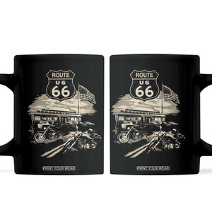 Route Highway 66 100 Year Centennial Motorcycle Americana Road Sign Coffee Mug TS14 Black Print Your Wear