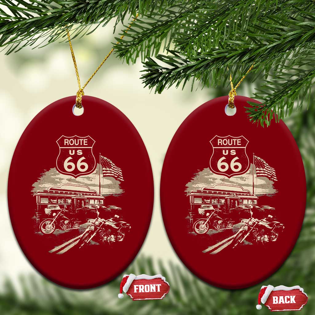 Route Highway 66 100 Year Centennial Motorcycle Americana Road Sign Ceramic Ornament TS14 Print Your Wear