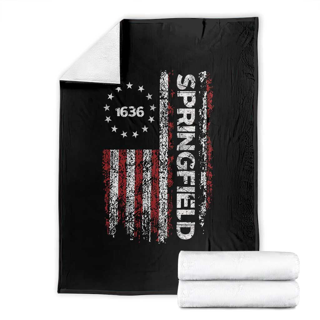 Springfield Massachusetts American Flag Established 1636 Throw Blanket TS14 Black Print Your Wear
