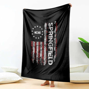 Springfield Massachusetts American Flag Established 1636 Throw Blanket TS14 Print Your Wear