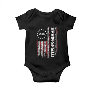Springfield Massachusetts American Flag Established 1636 Baby Onesie TS14 Black Print Your Wear