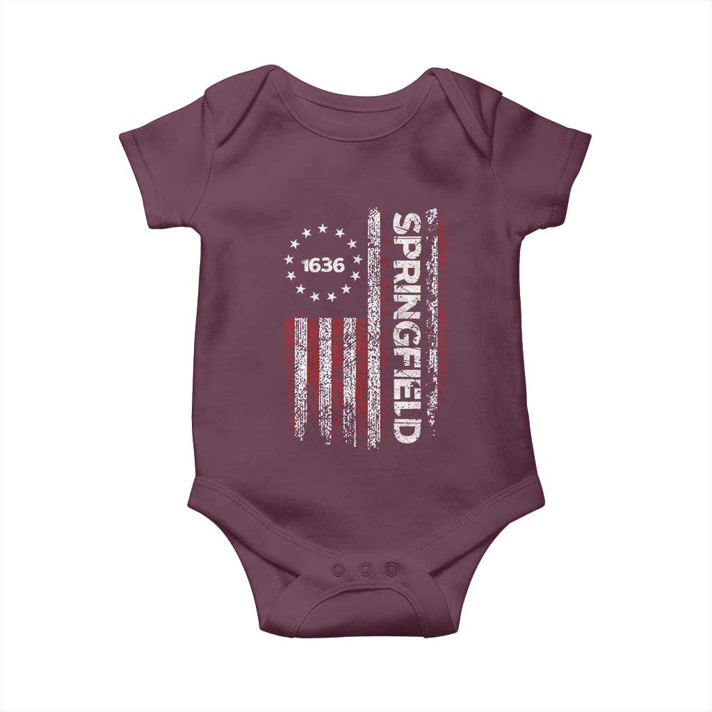 Springfield Massachusetts American Flag Established 1636 Baby Onesie TS14 Maroon Print Your Wear