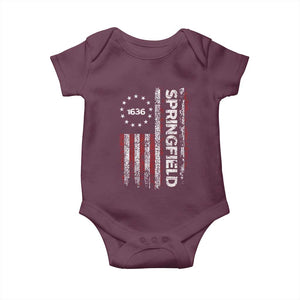 Springfield Massachusetts American Flag Established 1636 Baby Onesie TS14 Maroon Print Your Wear