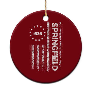 Springfield Massachusetts American Flag Established 1636 Ceramic Ornament TS14 1pc Red Print Your Wear