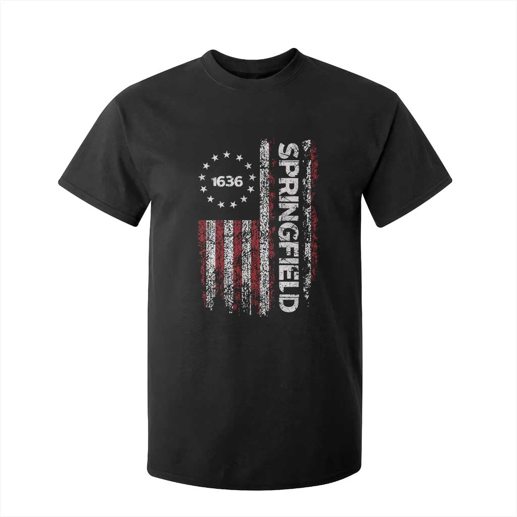 Springfield Massachusetts American Flag Established 1636 T Shirt For Kid TS14 Black Print Your Wear