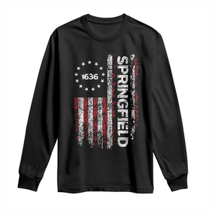 Springfield Massachusetts American Flag Established 1636 Long Sleeve Shirt TS14 Black Print Your Wear