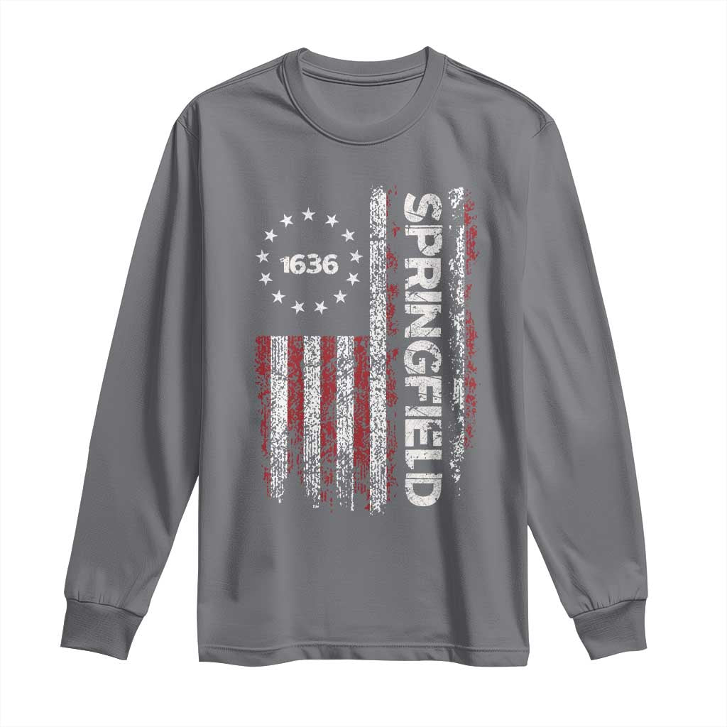 Springfield Massachusetts American Flag Established 1636 Long Sleeve Shirt TS14 Charcoal Print Your Wear
