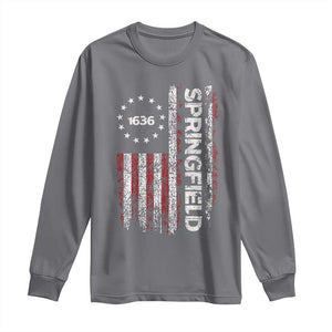 Springfield Massachusetts American Flag Established 1636 Long Sleeve Shirt TS14 Charcoal Print Your Wear