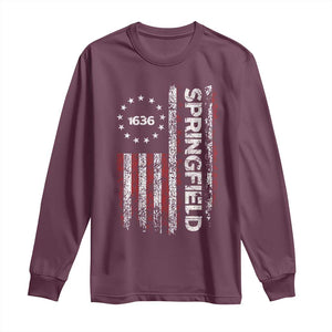 Springfield Massachusetts American Flag Established 1636 Long Sleeve Shirt TS14 Maroon Print Your Wear