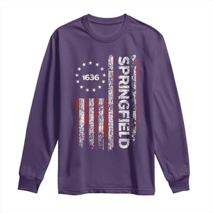 Springfield Massachusetts American Flag Established 1636 Long Sleeve Shirt TS14 Purple Print Your Wear
