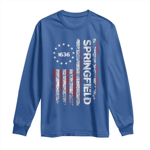 Springfield Massachusetts American Flag Established 1636 Long Sleeve Shirt TS14 Royal Blue Print Your Wear
