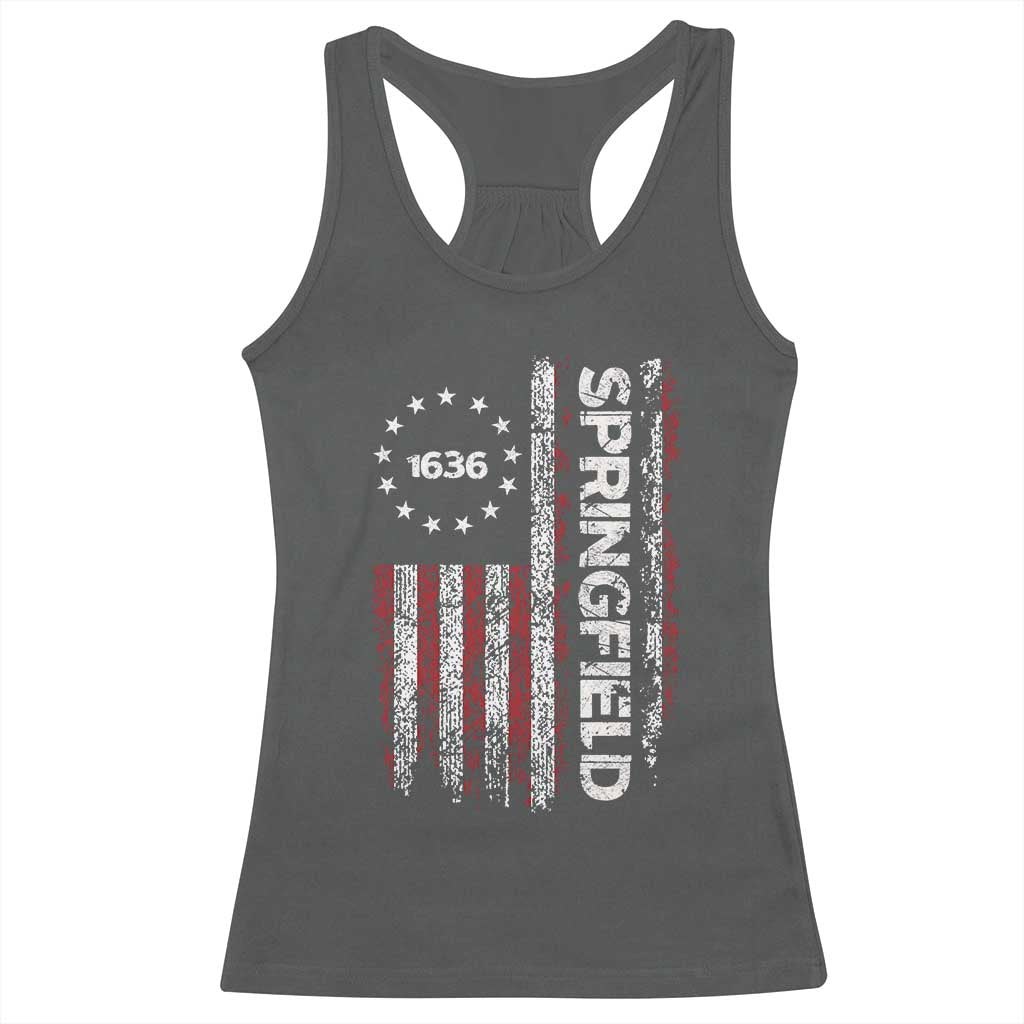 Springfield Massachusetts American Flag Established 1636 Racerback Tank Top TS14 Dark Heather Print Your Wear