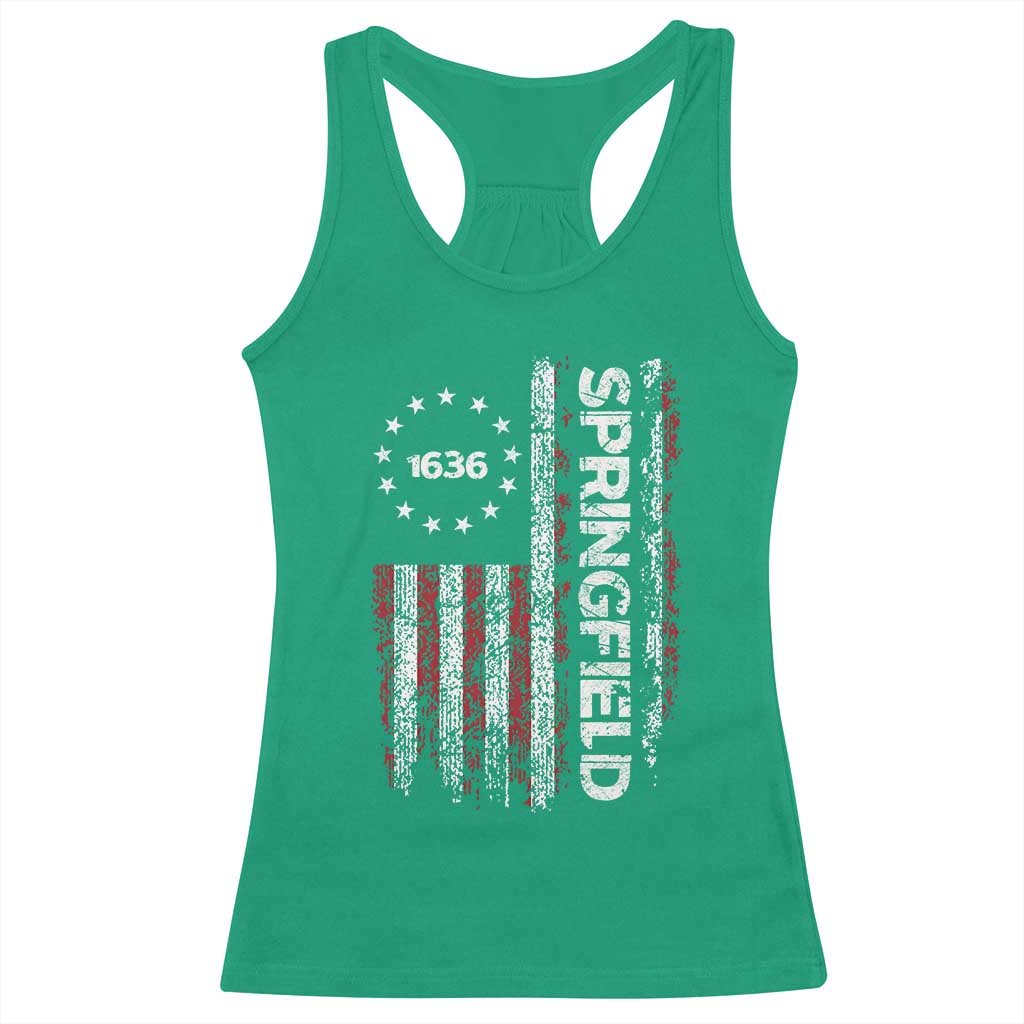 Springfield Massachusetts American Flag Established 1636 Racerback Tank Top TS14 Irish Green Print Your Wear