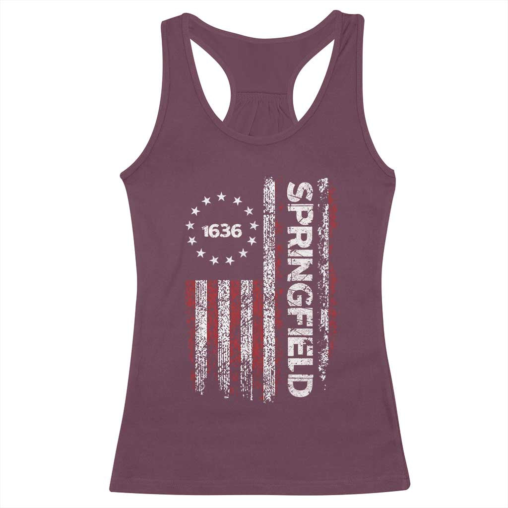 Springfield Massachusetts American Flag Established 1636 Racerback Tank Top TS14 Maroon Print Your Wear