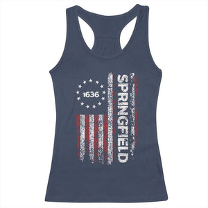 Springfield Massachusetts American Flag Established 1636 Racerback Tank Top TS14 Navy Print Your Wear