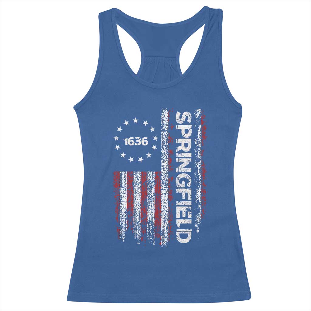 Springfield Massachusetts American Flag Established 1636 Racerback Tank Top TS14 Royal Blue Print Your Wear