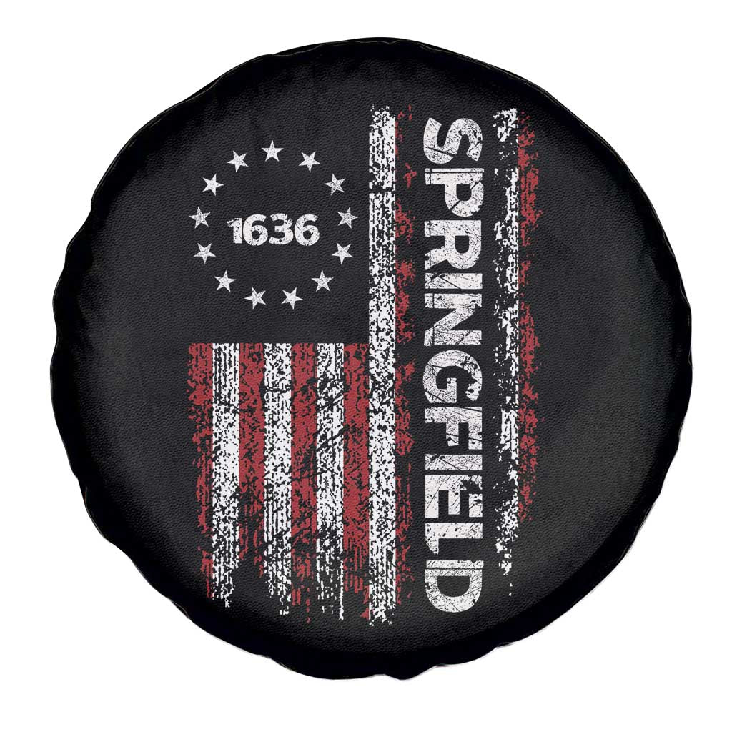 Springfield Massachusetts American Flag Established 1636 Spare Tire Cover TS14 Print Your Wear
