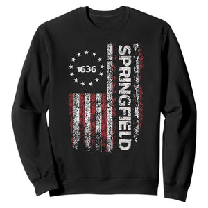 Springfield Massachusetts American Flag Established 1636 Sweatshirt TS14 Black Print Your Wear