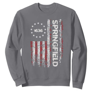 Springfield Massachusetts American Flag Established 1636 Sweatshirt TS14 Charcoal Print Your Wear