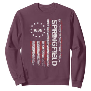 Springfield Massachusetts American Flag Established 1636 Sweatshirt TS14 Maroon Print Your Wear