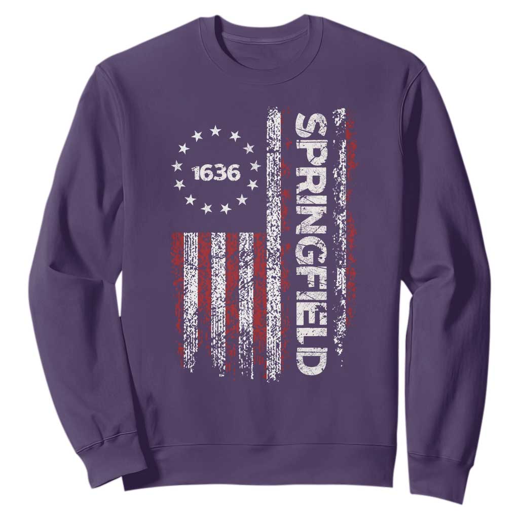 Springfield Massachusetts American Flag Established 1636 Sweatshirt TS14 Purple Print Your Wear