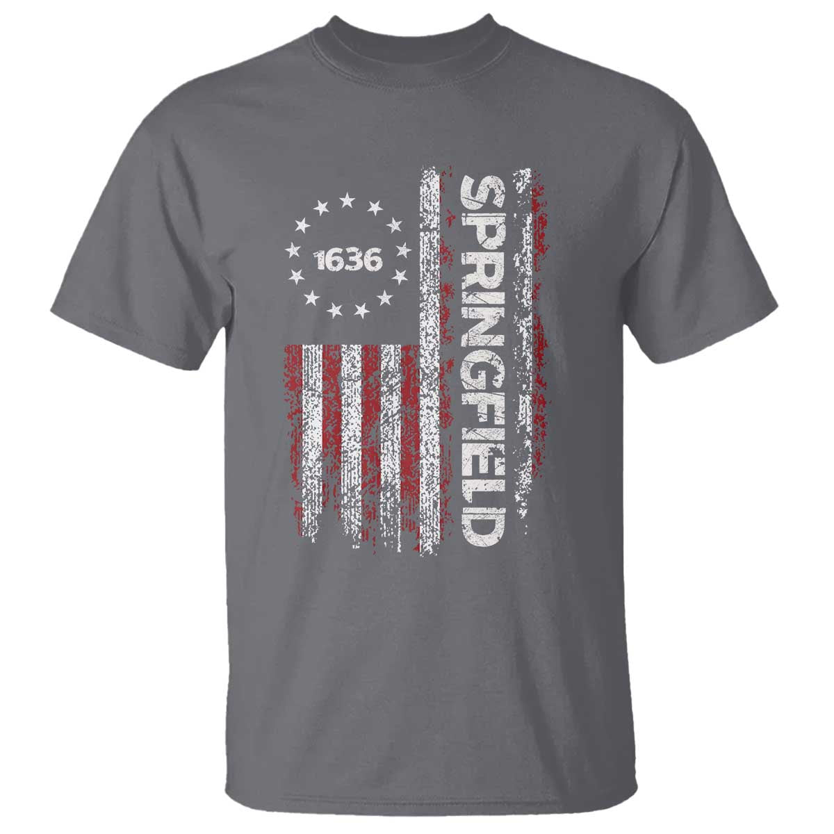 Springfield Massachusetts American Flag Established 1636 T Shirt TS14 Charcoal Print Your Wear