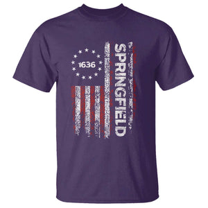 Springfield Massachusetts American Flag Established 1636 T Shirt TS14 Purple Print Your Wear