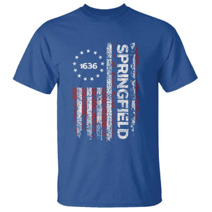 Springfield Massachusetts American Flag Established 1636 T Shirt TS14 Royal Blue Print Your Wear