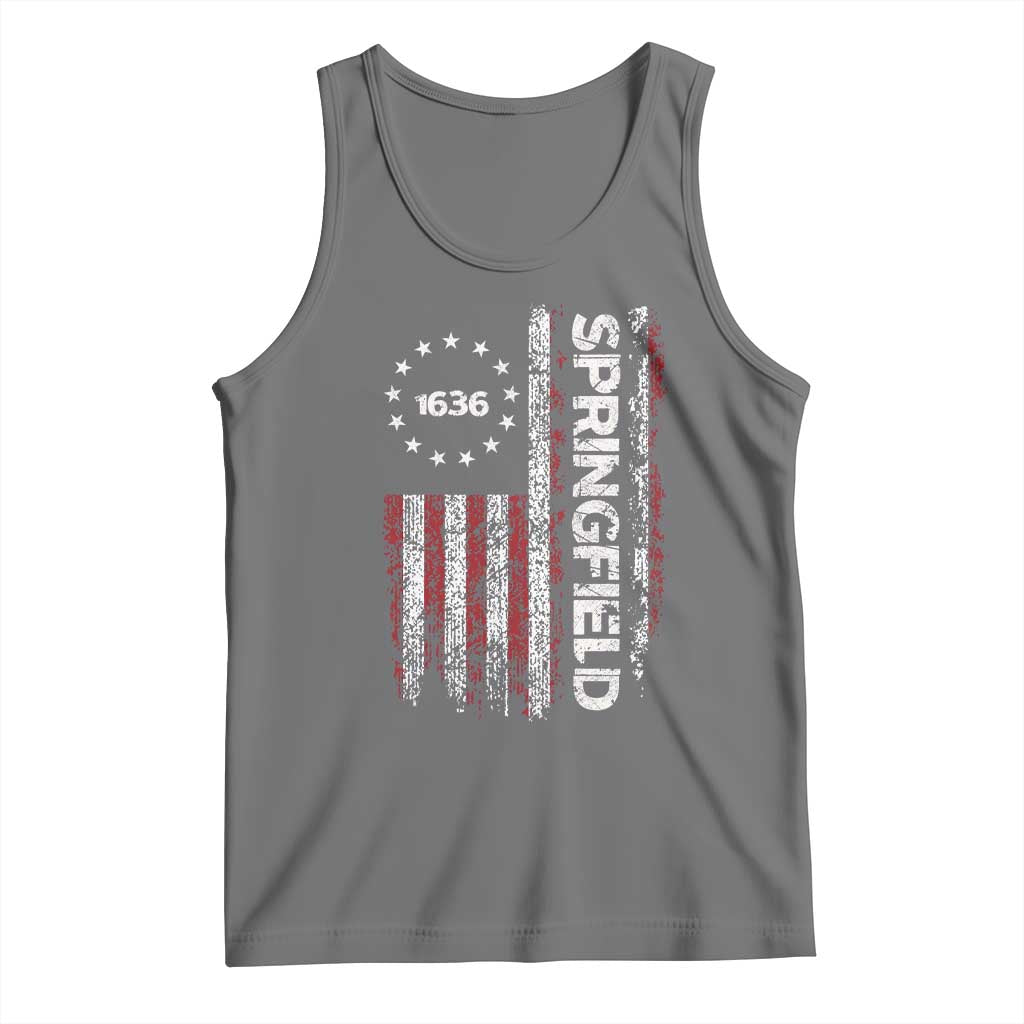 Springfield Massachusetts American Flag Established 1636 Tank Top TS14 Black Heather Print Your Wear