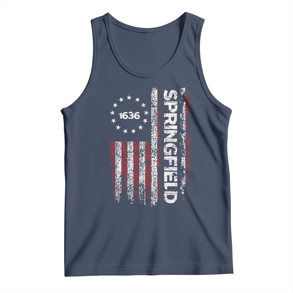 Springfield Massachusetts American Flag Established 1636 Tank Top TS14 Navy Print Your Wear