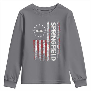 Springfield Massachusetts American Flag Established 1636 Youth Sweatshirt TS14 Charcoal Print Your Wear