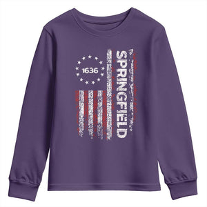 Springfield Massachusetts American Flag Established 1636 Youth Sweatshirt TS14 Purple Print Your Wear