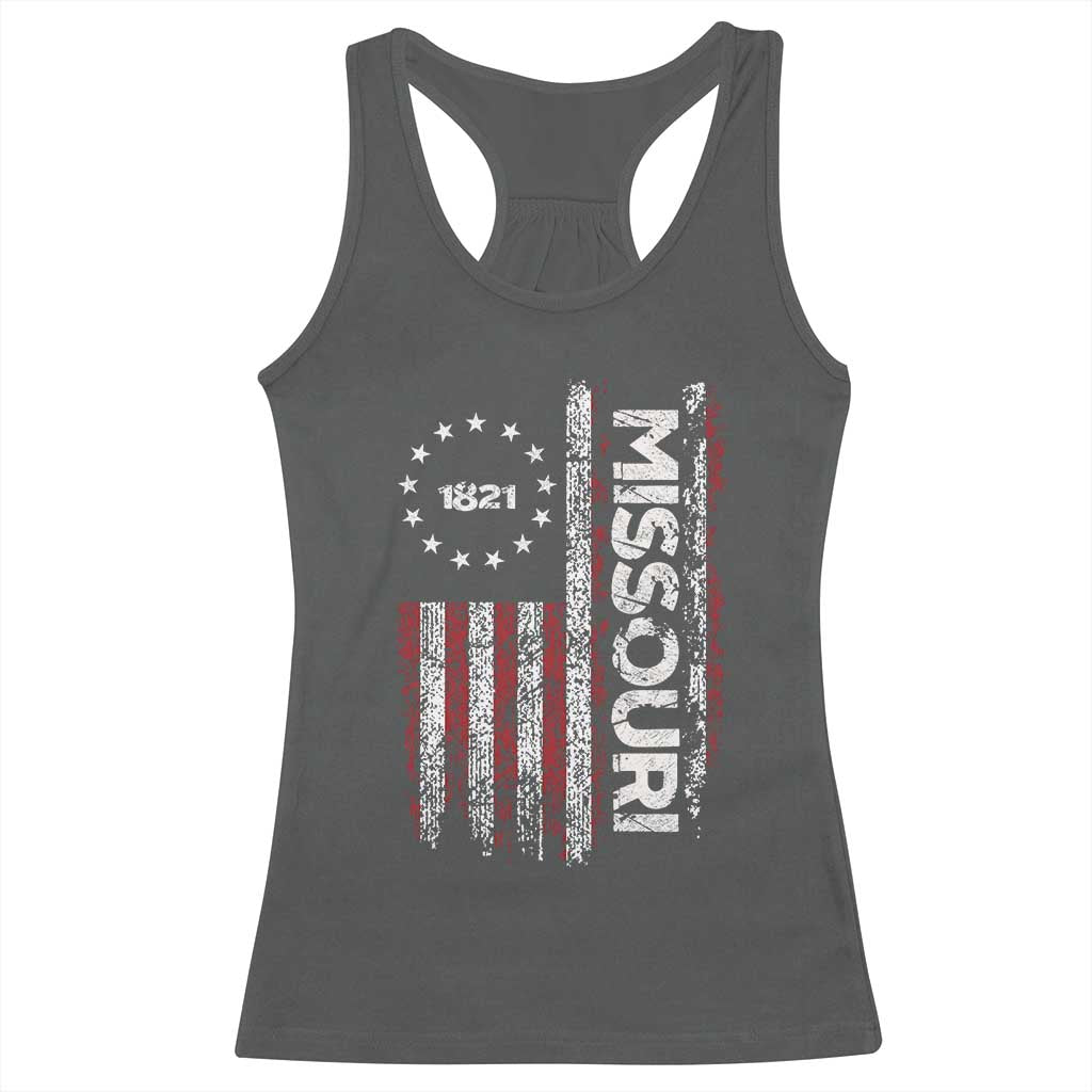 Missouri Missourian MO American Flag Established 1821 Racerback Tank Top TS14 Dark Heather Print Your Wear