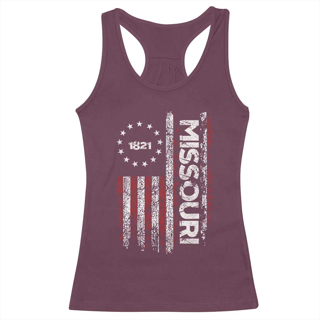 Missouri Missourian MO American Flag Established 1821 Racerback Tank Top TS14 Maroon Print Your Wear