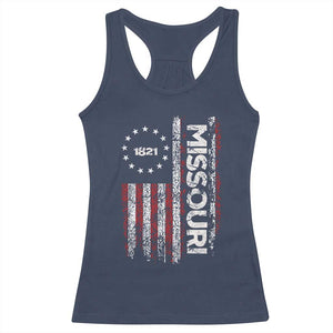 Missouri Missourian MO American Flag Established 1821 Racerback Tank Top TS14 Navy Print Your Wear
