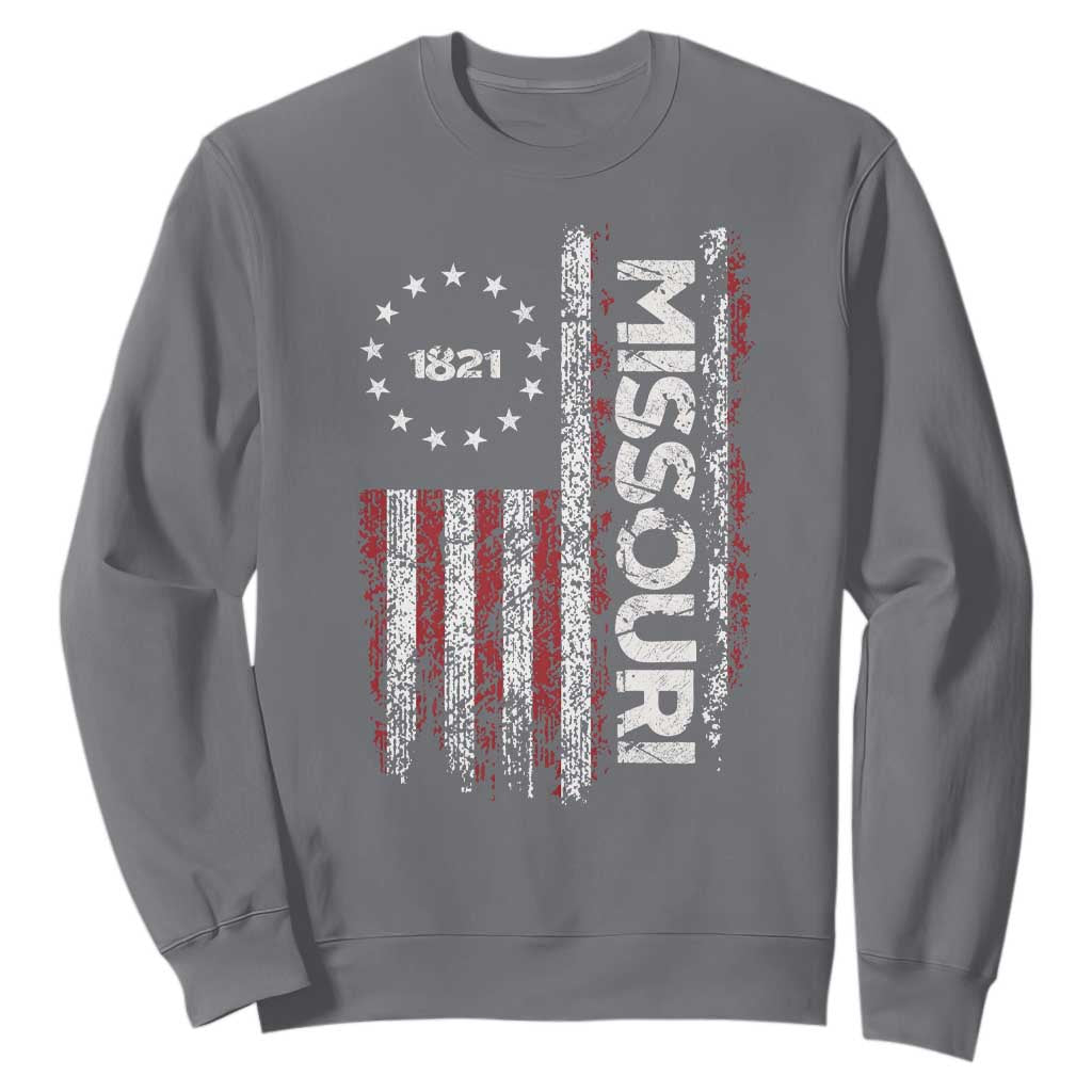 Missouri Missourian MO American Flag Established 1821 Sweatshirt TS14 Charcoal Print Your Wear