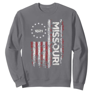 Missouri Missourian MO American Flag Established 1821 Sweatshirt TS14 Charcoal Print Your Wear