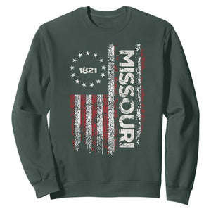 Missouri Missourian MO American Flag Established 1821 Sweatshirt TS14 Dark Forest Green Print Your Wear
