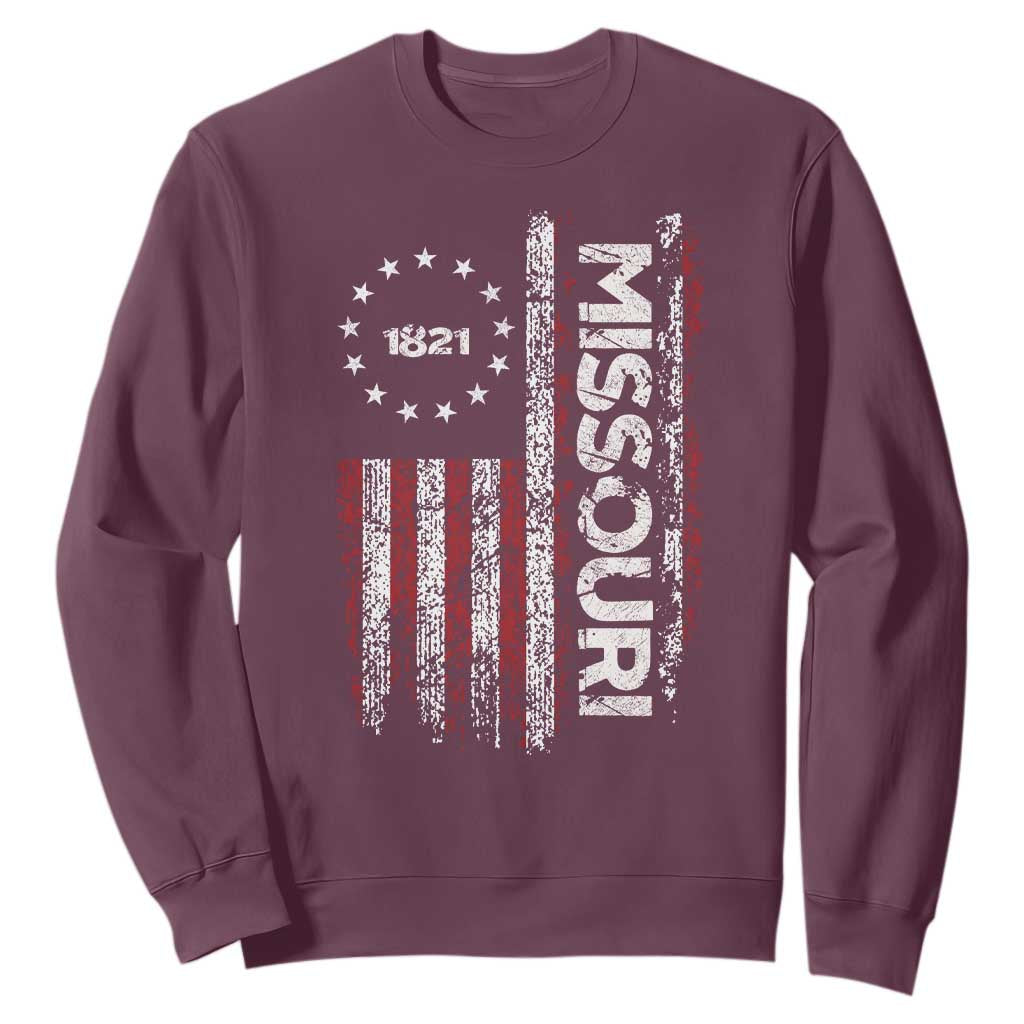 Missouri Missourian MO American Flag Established 1821 Sweatshirt TS14 Maroon Print Your Wear