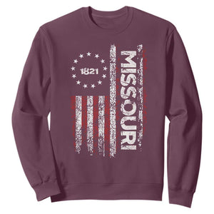 Missouri Missourian MO American Flag Established 1821 Sweatshirt TS14 Maroon Print Your Wear